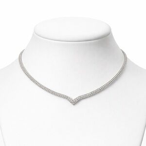 Silver Rhinestone V-Shaped Choker Necklace ✨